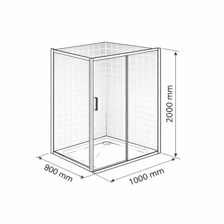 Cabina dus negru mat 100x90 cm, usa culisanta, grosime sticla 6 mm, tratament anticalcar, Ronal Divera [9]