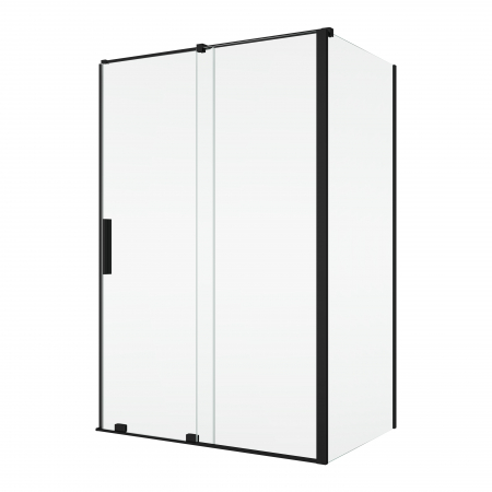 Cabine de dus simple - Cabina dus negru mat 120x80 cm cu usa culisanta, grosime sticla 8 mm, inchidere perete fix, Ronal Amalia