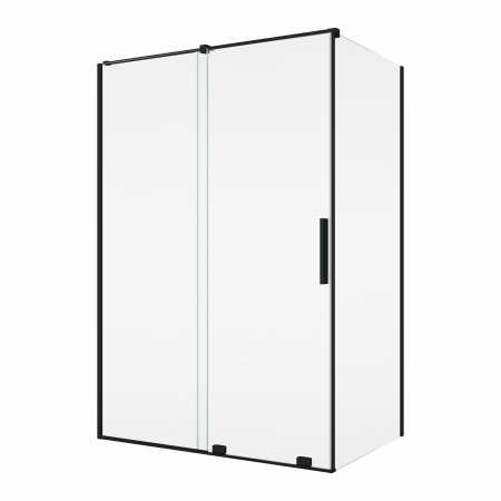Cabine de dus simple - Cabina dus negru mat 120x80 cm cu usa culisanta, grosime sticla 8 mm, Ronal Amalia