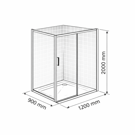 Cabina dus negru mat 120x90 cm, usa culisanta, grosime sticla 6 mm, tratament anticalcar, Ronal Divera [9]