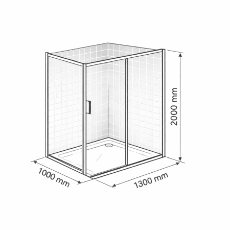 Cabina dus negru mat 130x100 cm, usa culisanta, grosime sticla 6 mm, tratament anticalcar, Ronal Divera [9]