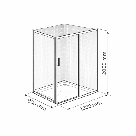 Cabina dus negru mat 130x80 cm, usa culisanta, grosime sticla 6 mm, tratament anticalcar, Ronal Divera [9]