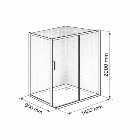 Cabina dus negru mat 140x90 cm, usa culisanta, grosime sticla 6 mm, tratament anticalcar, Ronal Divera [9]