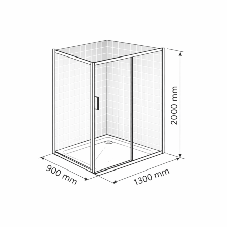 Cabina dus negru mat cu usa culisanta 130 cm si perete fix 90 cm, grosime sticla 6 mm, tratament anticalcar, Ronal Divera [9]