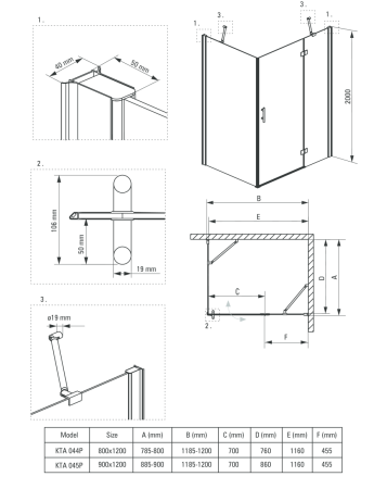 Cabina dus patrata cu usa batanta 120x90 cm Deante Abelia [1]