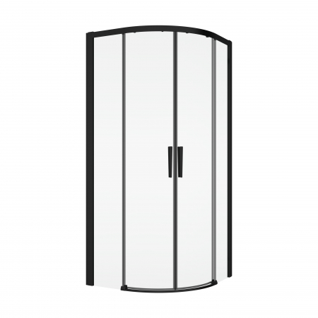 Cabine de dus simple - Cabina dus semirotunda, 80x80 cm, negru mat, Ronal Divera