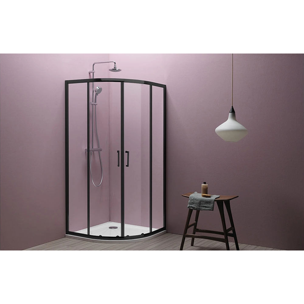 Cabine de dus simple - Cabina dus semirotunda 80x80 cm neagra KolpaSan, Eco Quat