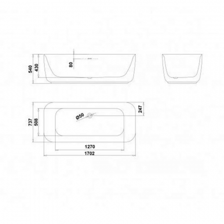 Cada baie freestanding Gala Mid, 170 x 74 cm, dreptunghiulara, alb lucios [5]