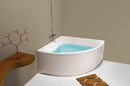 Cada baie pe colt Gala Trevo, 135 x 135 cm, asimetrica, alb lucios [1]