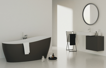 Cada baie freestanding Ideal Standard Around, 180x85 cm, alb/negru lucios [2]