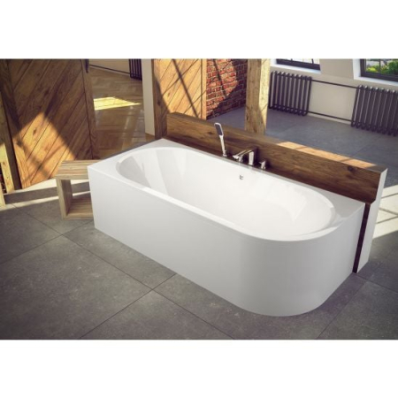 Cada baie asimetrica alba, acril, 150 x 75 cm, orientare stanga, Besco Avita [1]