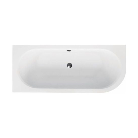 Cada baie asimetrica alba, acril, 150 x 75 cm, orientare stanga, Besco Avita