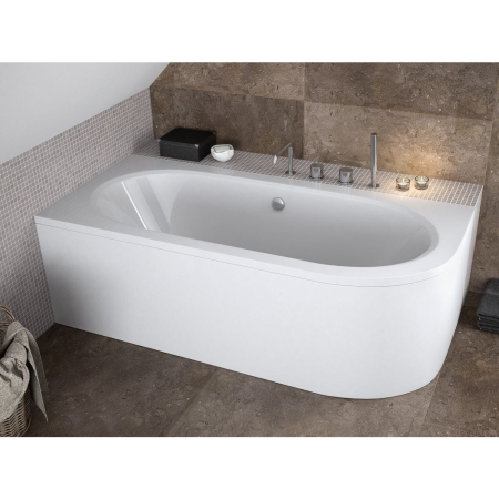 Cada baie asimetrica alba, acril, 170 x 75 cm, orientare stanga, Besco Avita [1]