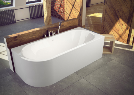 Cada baie asimetrica alba, acril, 180 x 80 cm, orientare dreapta, Besco Avita [3]