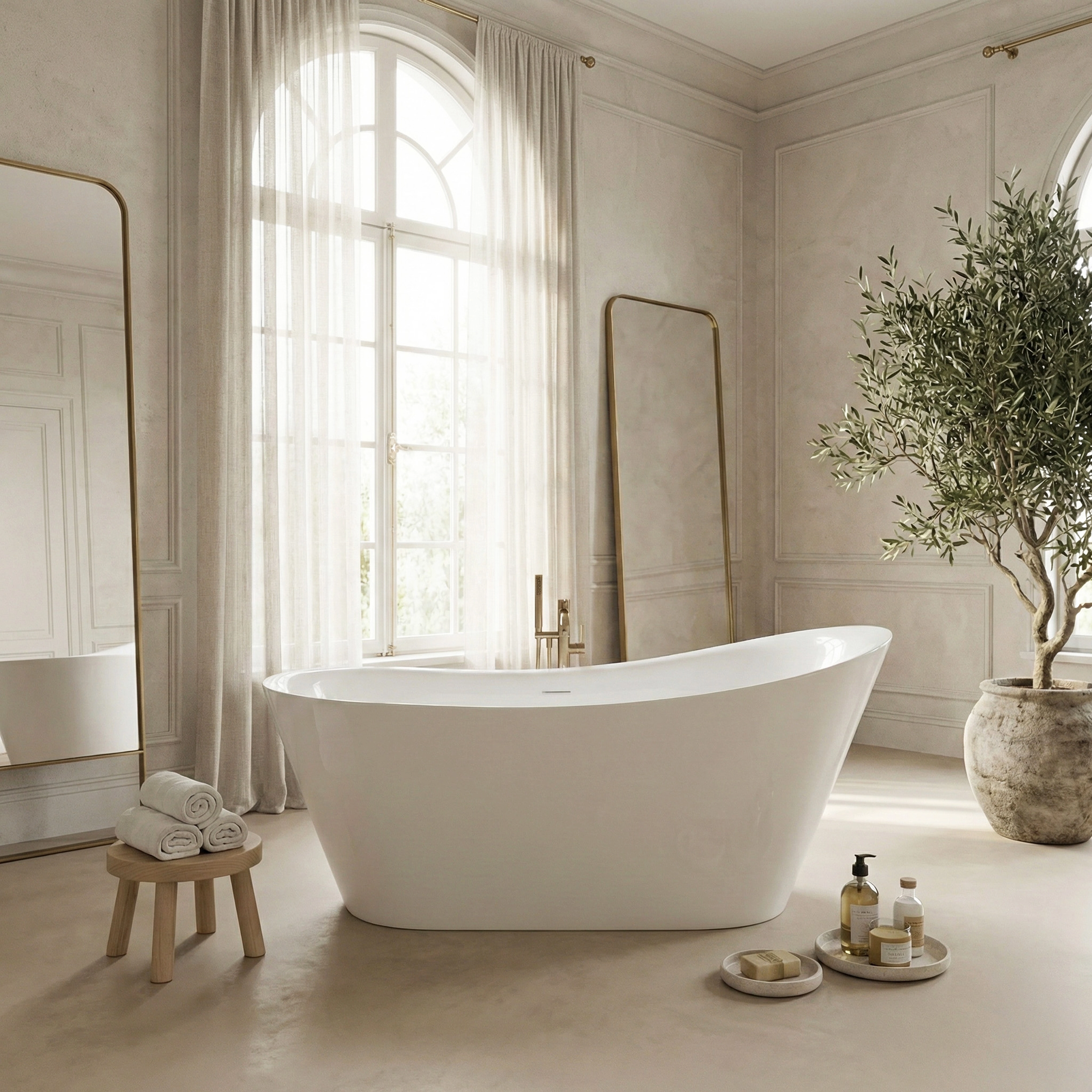Cazi de baie freestanding - Cada baie freestanding 150 x 75 cm, ovala cu preaplin, Diva Foglia