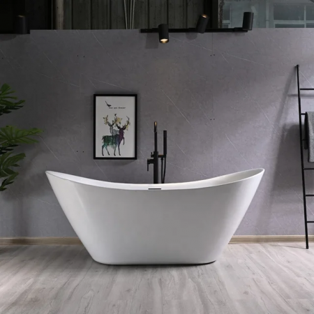 Cazi de baie freestanding - Cada baie freestanding slim 150 x 77 cm, ovala cu preaplin, Bella Foglia