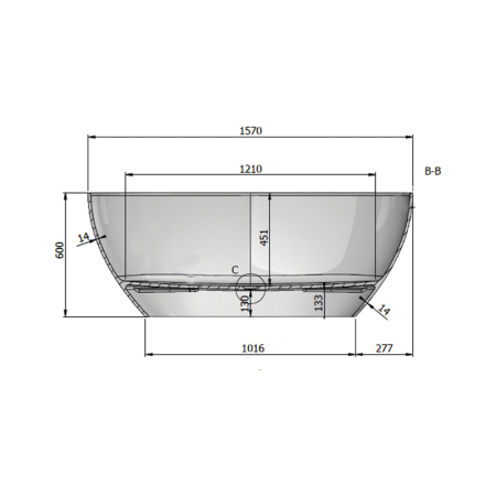 Cada baie freestanding 157x70 cm, compozit, ovala, alb mat, Fluminia Etna [3]