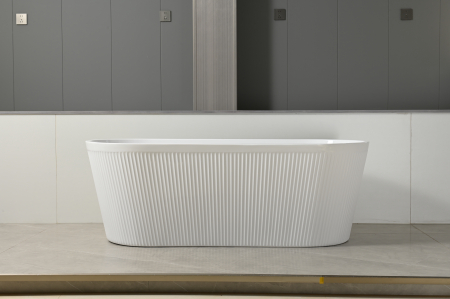 Cada baie freestanding cu riflaje 3D, dimensiune 170 x 75 cm, alb lucios, Scarlet Foglia [2]