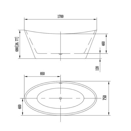 Cada baie freestanding 170 x 75 cm alba Florida, Selena P [2]