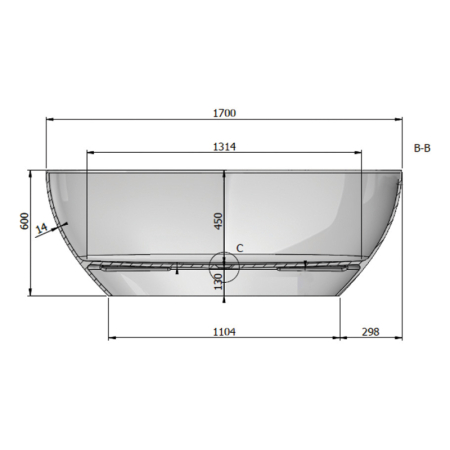 Cada baie freestanding 170x70 cm, compozit, ovala, alb mat, Fluminia Etna [3]