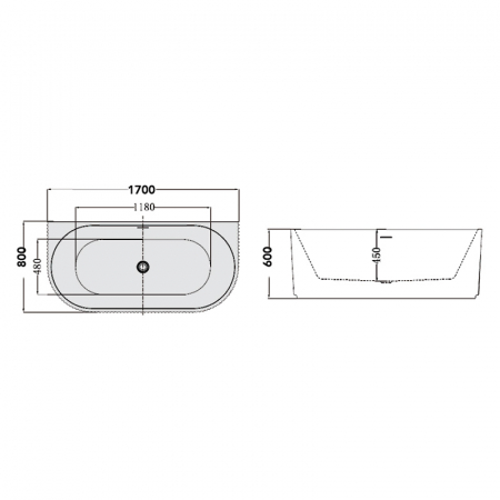 Cada baie freestanding alba cu masca riflata, 170 x 80 cm, Florida Beata [3]
