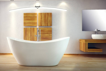 Cada baie freestanding asimetrica, compozit, alba, 160 x 70 cm, Besco Viya [3]