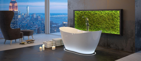 Cada baie freestanding asimetrica, compozit, alba, 160 x 70 cm, Besco Viya [4]
