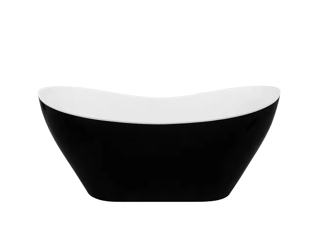 Cazi de baie freestanding - Cada baie freestanding asimetrica, compozit, negru/alb, 160x70 cm, Besco Viya