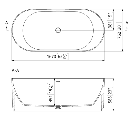 Cada baie freestanding compozit Marmite Lagon, 167 cm, ovala, alb lucios, cu preaplin [1]