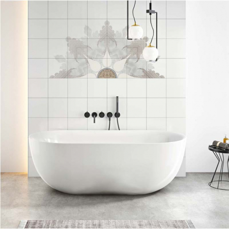 Cazi de baie freestanding - Cadă freestanding, Florida, Aura Slim 170, ovală, cu instalație completă, alb