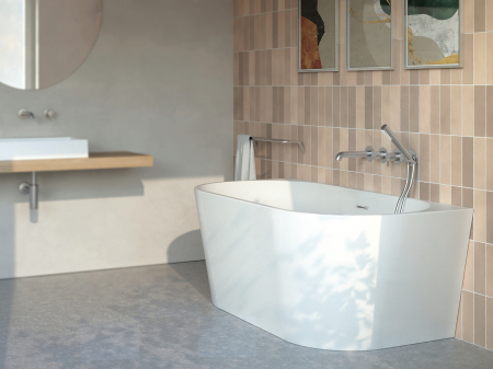 Cada baie freestanding Deante Silia, 160 x 75 cm, lipita de perete, alb lucios [4]