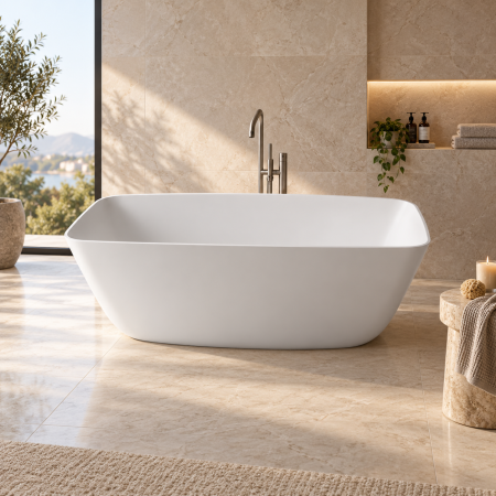 Cazi de baie freestanding - Cada baie freestanding dreptunghiulara, compozit, 156 x 70 cm, Cast Marble Monza