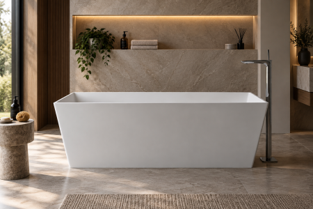 Cazi de baie freestanding - Cada baie freestanding dreptunghiulara, compozit, 159 x 65 cm, Cast Marble Cairo
