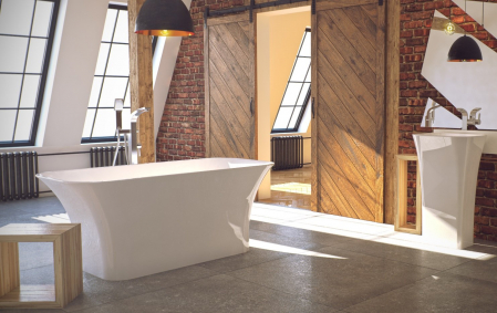 Cada baie freestanding dreptunghiulara, compozit, alba, 160 x 70 cm, Besco Assos [3]