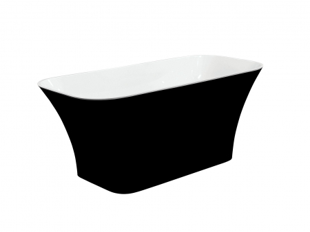 Cazi de baie freestanding - Cada baie freestanding dreptunghiulara, compozit, negru/alb, 160x70 cm, Besco Assos