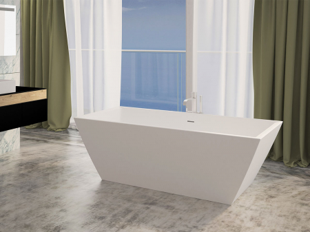 Cada baie freestanding, dreptunghiulara cu preaplin, West Hades, acril, alb, 178 x 80 cm resigilata [2]