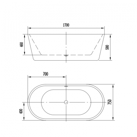 Cada baie freestanding 170 x 75 cm Florida, Denisa P-170 [3]