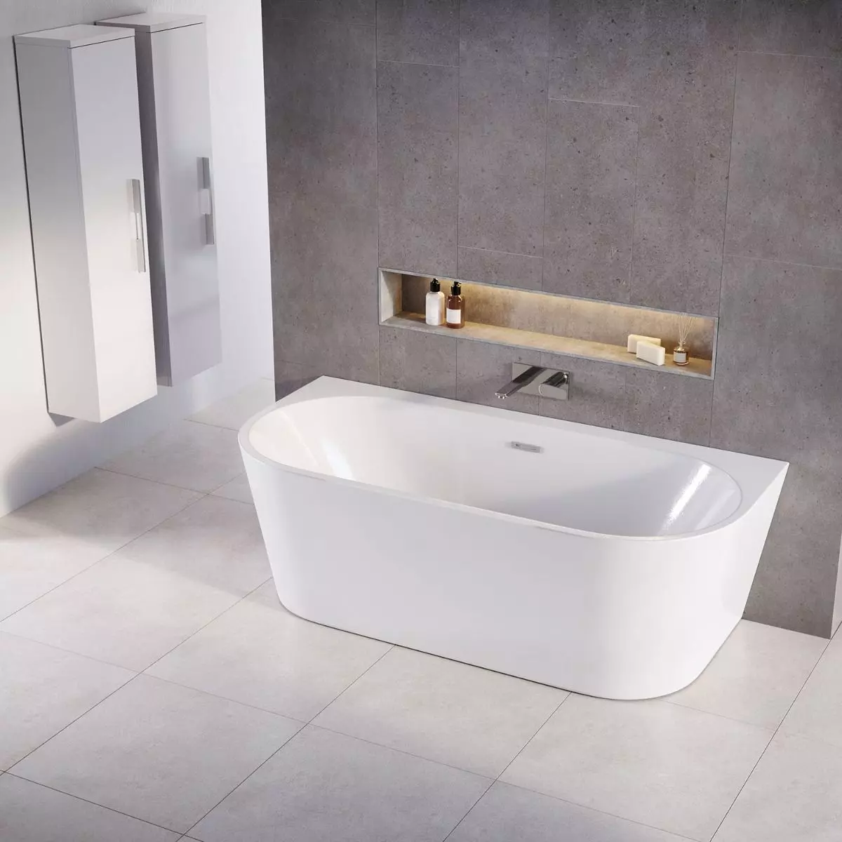 Baie - Cada baie freestanding, lipita de perete, 170 x 80 cm, Foglia Mara