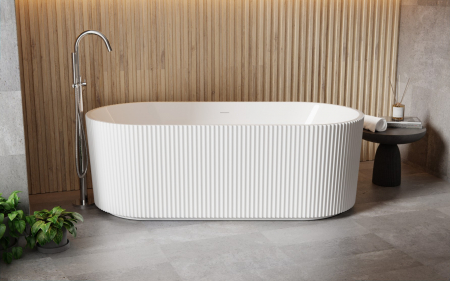 Cada baie freestanding, ovala, alba, 3D, Besco Giuliana, 150x75 cm [3]