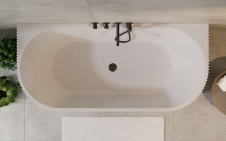 Cada baie freestanding, lipita de perete, alba, 3D, Besco Leya, 170x78 cm [4]
