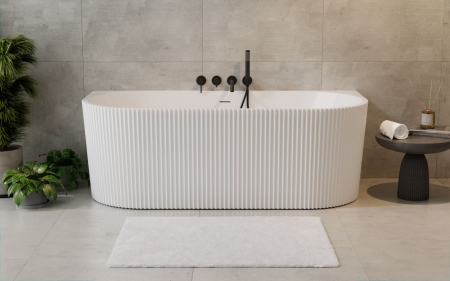 Cada baie freestanding, lipita de perete, alba, 3D, Besco Leya, 170x78 cm [3]
