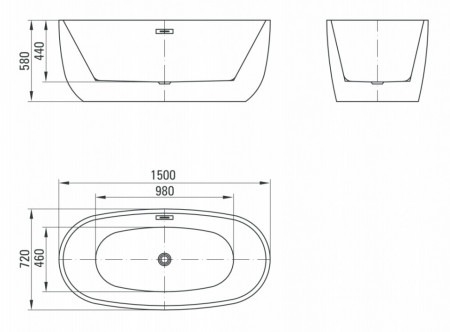 Cada baie freestanding ovala neagra 150 x 72 cm Deante, Alpinia Black [1]
