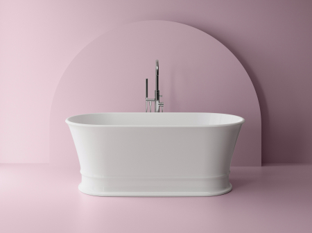 Cada baie freestanding ovala, compozit, 159 x 78 cm, Cast Marble Alcamo [6]