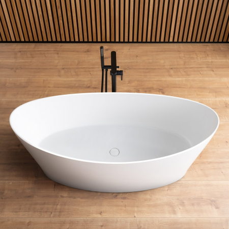 Cada baie freestanding ovala, compozit, 160 x 71 cm, Foglia Wave [1]