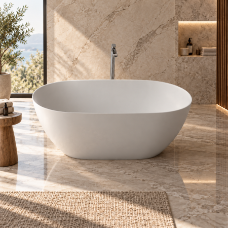 Cazi de baie freestanding - Cada baie freestanding ovala, compozit, 160 x 74 cm, Cast Marble Toronto