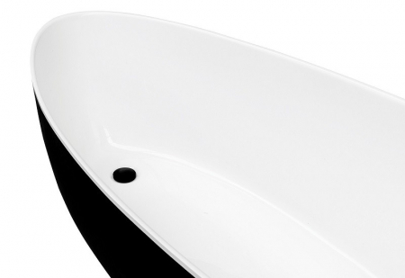 Cada baie freestanding ovala, compozit, negru/alb, 160x70 cm, Besco Goya Black&White [2]