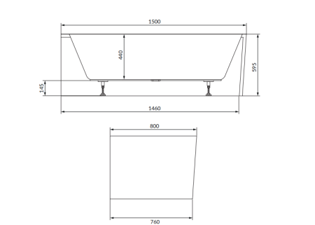 Cada baie pe colt 150x80 cm, asimetrica, orientare dreapta, alba, Cersanit Crea [3]
