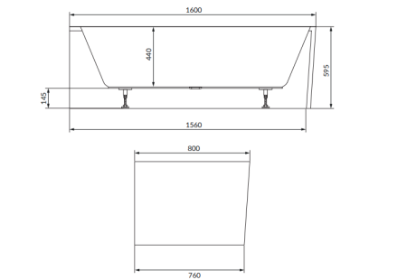 Cada baie pe colt 160x80 cm, asimetrica, orientare stanga, alba, Cersanit Crea [5]