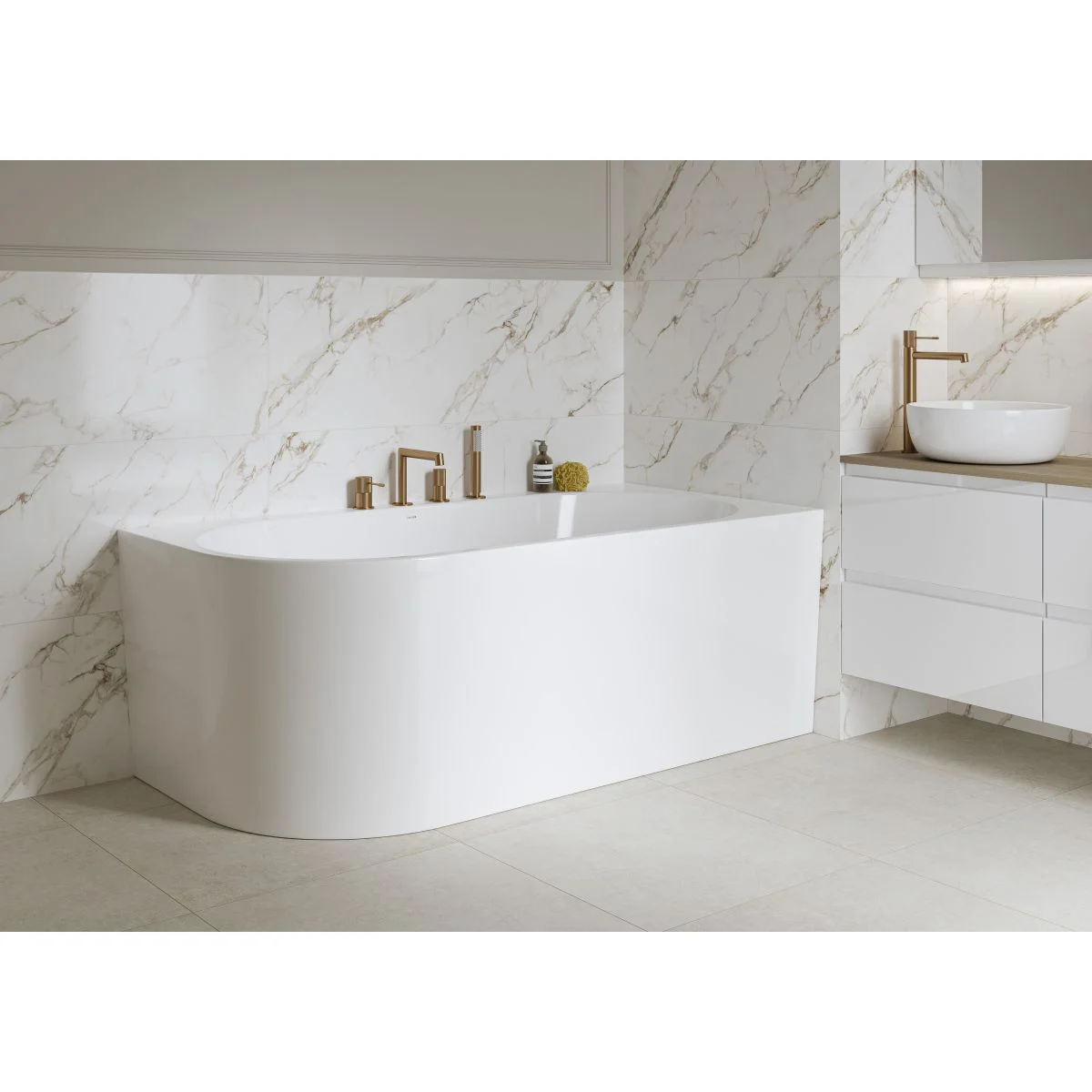 Cada baie pe colt 160x80 cm, asimetrica, orientare dreapta, alba, Cersanit Crea [1]