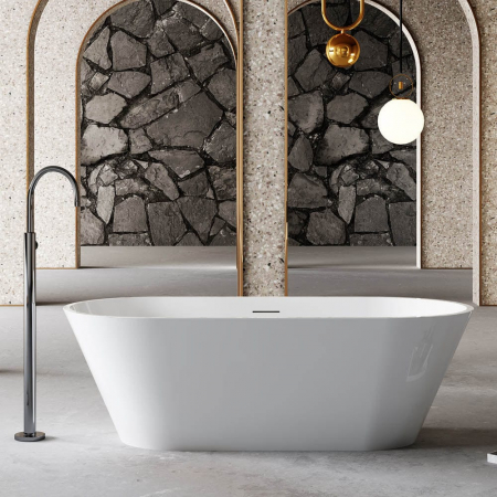 Cazi baie - Cada baie freestanding, 150x75 cm, alb lucios, Madeira